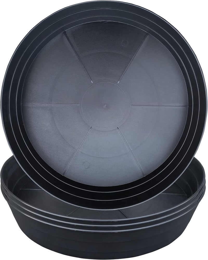 LWALRS Plant Saucers 10 12 14 16 18 20 25 Inch, 4 Pack of Plastic Plant saucers for Pots，Extra-Deep Plant Water Dray Tray, Bird Bath Bowl, Heavy Plant Trays Indoors and Outdoor No Holes (12 Inch, Black) - Image 1